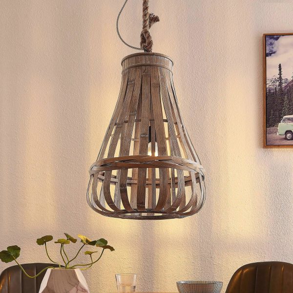 Lindby Haruno hængelampe af rattan, 42 cm