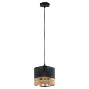 Paglia hængelampe, sort/rattan, 1 lyskilde 20 cm