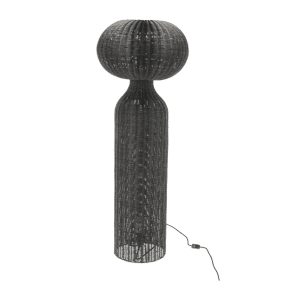VILLA COLLECTION Werna gulvlampe, rund - sort rattan (H:130)