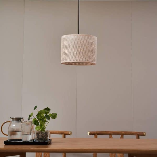 Lindby Soula hængelampe, rattan, creme Ø 26 cm