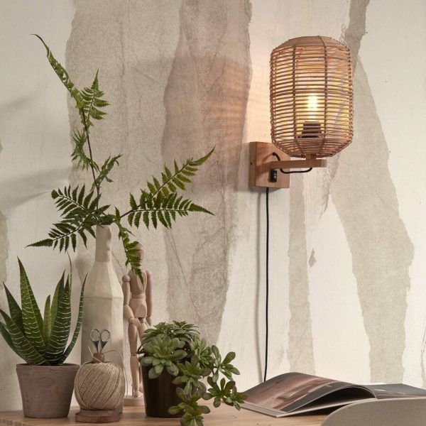 GOOD & MOJO Tanami væglampe, 18x25 cm, natur