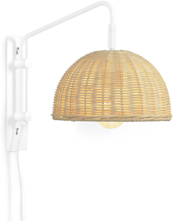 Damila, Væglampe, natur/hvid, H30x35x23 cm