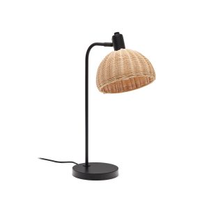 LAFORMA Damila bordlampe i rattan og sort metal