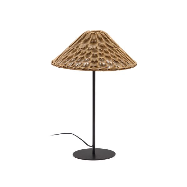 LAFORMA Urania bordlampe i rattan og metal med sortmalet finish