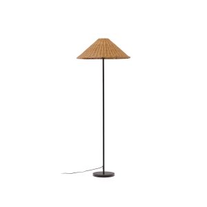 LAFORMA Urania gulvlampe i rattan og metal med sortmalet finish