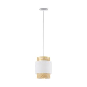 TK Boho loftlampe - natur strå og hvid stof