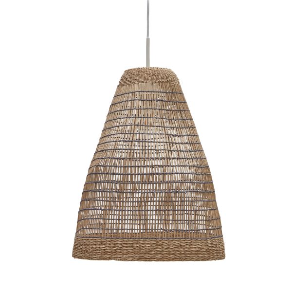 LAFORMA Casavells loftlampeskærm, rund - natur polyrattan/rattan med blå finish (Ø35)