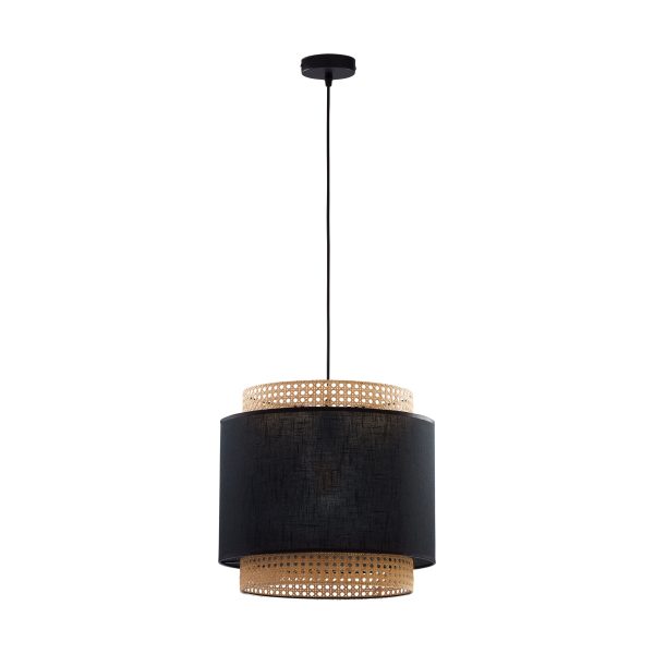 TK Boho loftlampe - natur rattan og sort stof