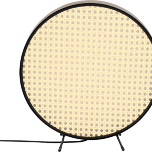 Bordlampe Zuiver Sien i træ med rattan skærm beige