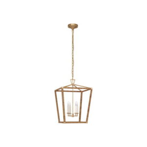 Darlana Wrapped Lantern Antique-Burnished Brass/Natural Rattan M