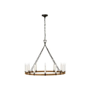 Darlana Wrapped Ring Chandelier Aged Iron/Rattan L