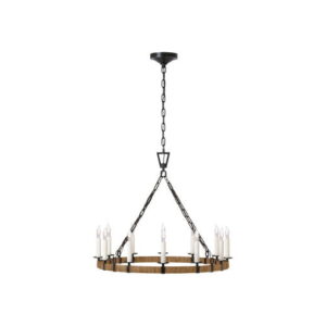 Darlana Wrapped Ring Chandelier Aged Iron/Rattan M