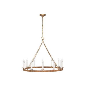 Darlana Wrapped Ring Chandelier Antique-Burnished Brass/Natural Rattan L