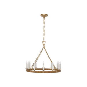 Darlana Wrapped Ring Chandelier Antique-Burnished Brass/Natural Rattan M