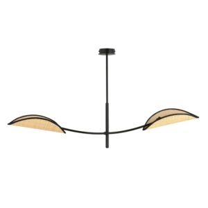 Lotus 2 Sort/Rattan loftslampe - Ø12 cm, E14, 230V, uden lyskilde