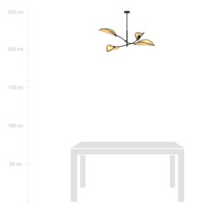 Lotus 4 Sort/Rattan loftslampe - Ø12 cm, E14, 230V, uden lyskilde