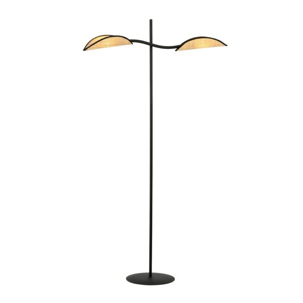 Lotus LP2 Sort/Rattan gulvlampe - Ø12 cm, E14, 230V, uden lyskilde