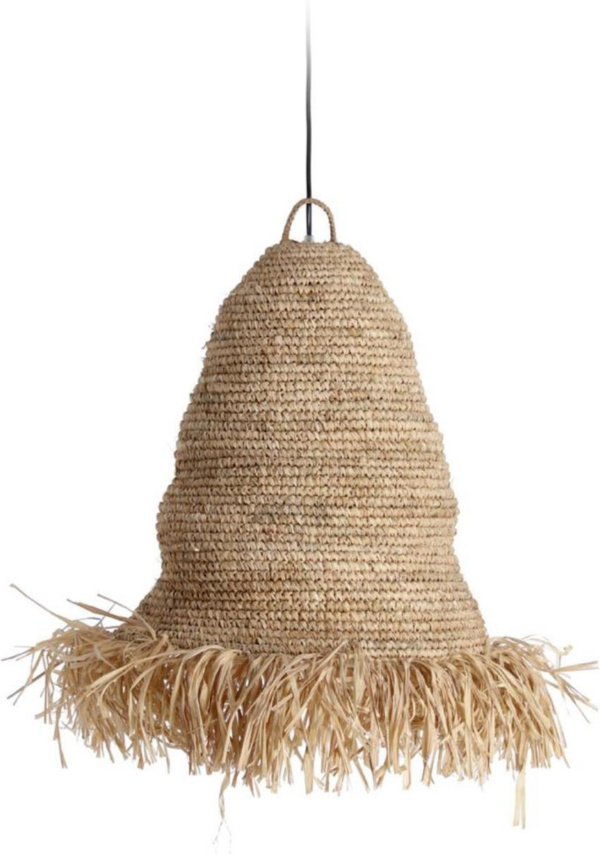 Pendellampe Kave Home Shianne hængelampe, håndflettet raffia rattan Ø42 natur, kolonialstil