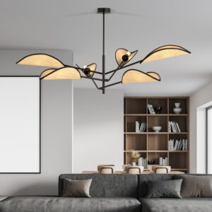 Vene 6 Sort/Rattan loftslampe - Ø12 cm, E14, 230V, uden lyskilde