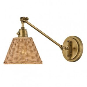 ARTI Væglampe i stål og rattan H24,2 cm 1 x E27 - Antik messing/Natur
