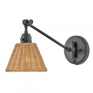 ARTI Væglampe i stål og rattan H24,2 cm 1 x E27 - Mat sort/Natur