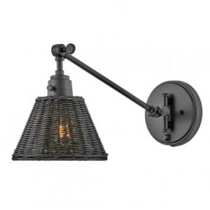 ARTI Væglampe i stål og rattan H24,2 cm 1 x E27 - Mat sort/Sort