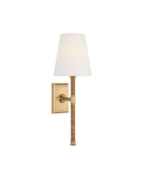 Basden 16" Tail Sconce Antique-Burnished Brass/Natural Rattan
