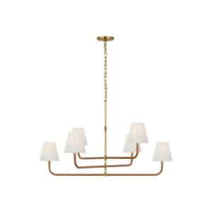 Basden Extra Large Three Tier Chandelier Brass/Natural Rattan