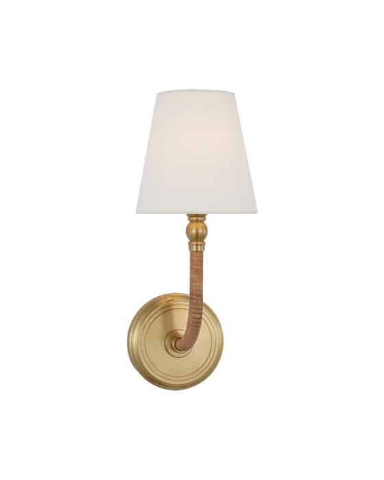 Basden Medium Sconce Antique-Burnished Brass/Natural Rattan