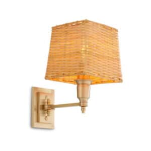 Wall Lamp Lexington Single Brass/Rattan