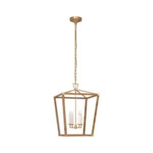 Darlana Wrapped Lantern Rattan / Antique Brass