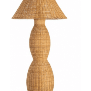 Gulvlampe i metal og rattan H138 cm 1 x E27 - Natur