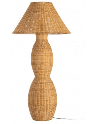 Gulvlampe i metal og rattan H138 cm 1 x E27 - Natur