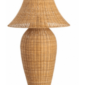 Gulvlampe i metal og rattan H99 cm 1 x E27 - Natur