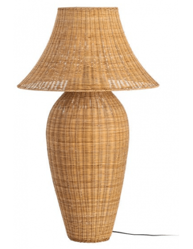 Gulvlampe i metal og rattan H99 cm 1 x E27 - Natur