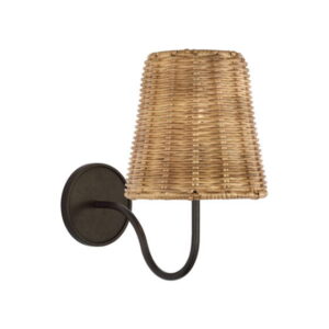 Lyndsie Small Sconce Aged Iron/Natural Wicker Shade