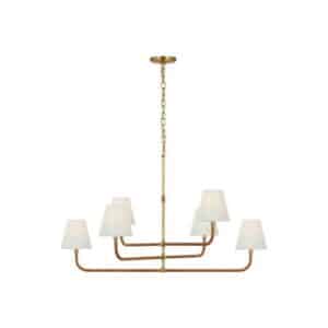 Basden Extra Large Three Tier Chandelier Brass/Natural Rattan