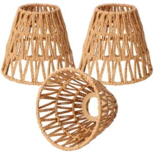 Boho Normal 3 Handwoven Rattan Lamp Shade Replacement for Table Floor Pendant Light Fixtures