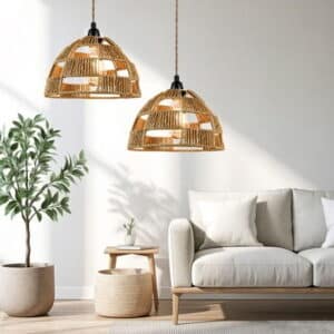 HaCpiu Pendant Light Shade 10.8 Handwoven Rattan Lamp Shade Fixture for Living Room Bedroom Kitchen Home Decor