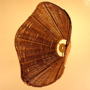 Handcrafted Wicker Rattan Lamp Shades For Table & Floor Lamps, 2-Pack, Boho Floral Design, Dark Brown