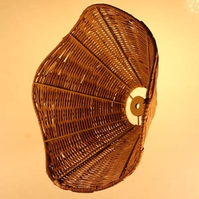 Handcrafted Wicker Rattan Lamp Shades For Table & Floor Lamps, 2-Pack, Boho Floral Design, Dark Brown