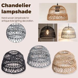 Handwoven Rattan Lamp Shade Decorative Basket Style Lighting Cover for Indoor Home Living Room Bedroom Dining Room