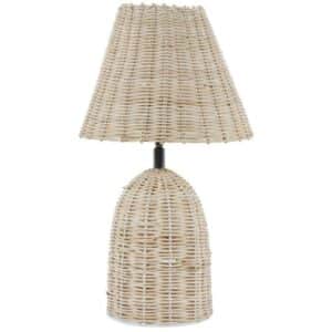 Mini Rattan Lamp Base and Shade - Cane/Metal - L20 x W20 x H39 cm - Natural