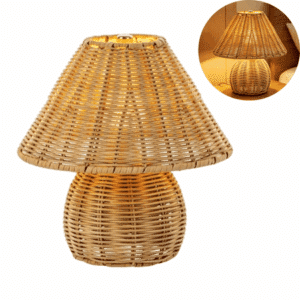 Rattan Lamp Solar Lanterns Outdoor Waterproof Outdoor Solar Lanterns Small Boho Woven Lamp Shade Vintage Bedroom Lamps for Nightstand Decorative Gifts for Garden Yard