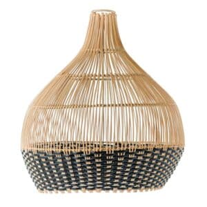 Rattan-Lampe mit schwarzen Details D. 40 cm