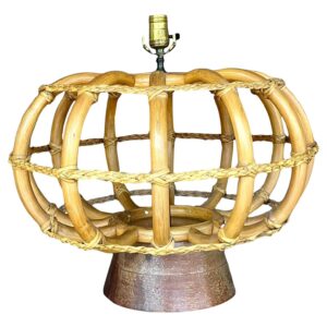 Vintage Coastal Bent Rattan Lamp