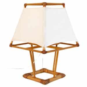 Wood And Rattan Lamp, 1970s