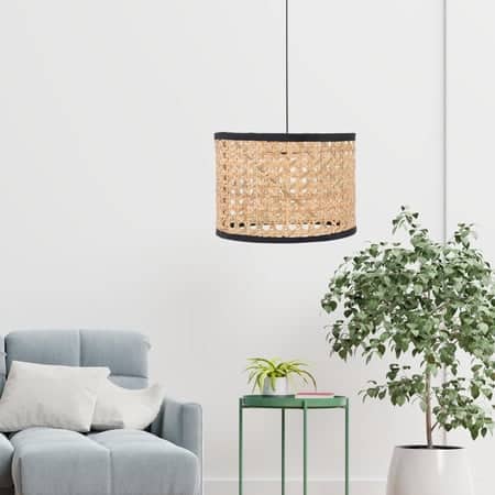 Woven Rattan Lamp Shade Hanging Pendant Light Cover Lantern Decors Country Cottage Ceiling Light Fixture Lampshade for House Dining Bedroom 25cmx15cm