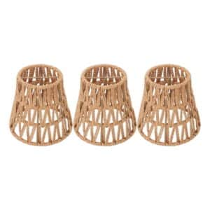 Xirurus 3PCS Faux Rattan Lamp Shades Bohemian Style Paper Braided E14 Bulb Clip On Decorative Lampshade for Table Floor Lamps (Upper 3.54 in / 9 cm Lower 5.51 in / 14 cm)