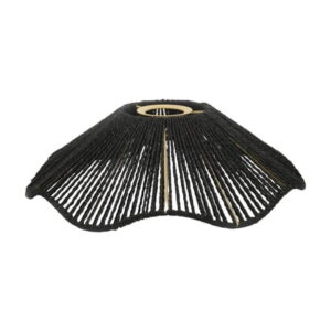 laqbezok Scalloped Rattan Lamp Shade 11.7 Black Boho Woven Replacement Lampshade for Table Lamps & Floor Lamps Natural Rattan Decorative Light Cover for Living Room Bedroom Decor